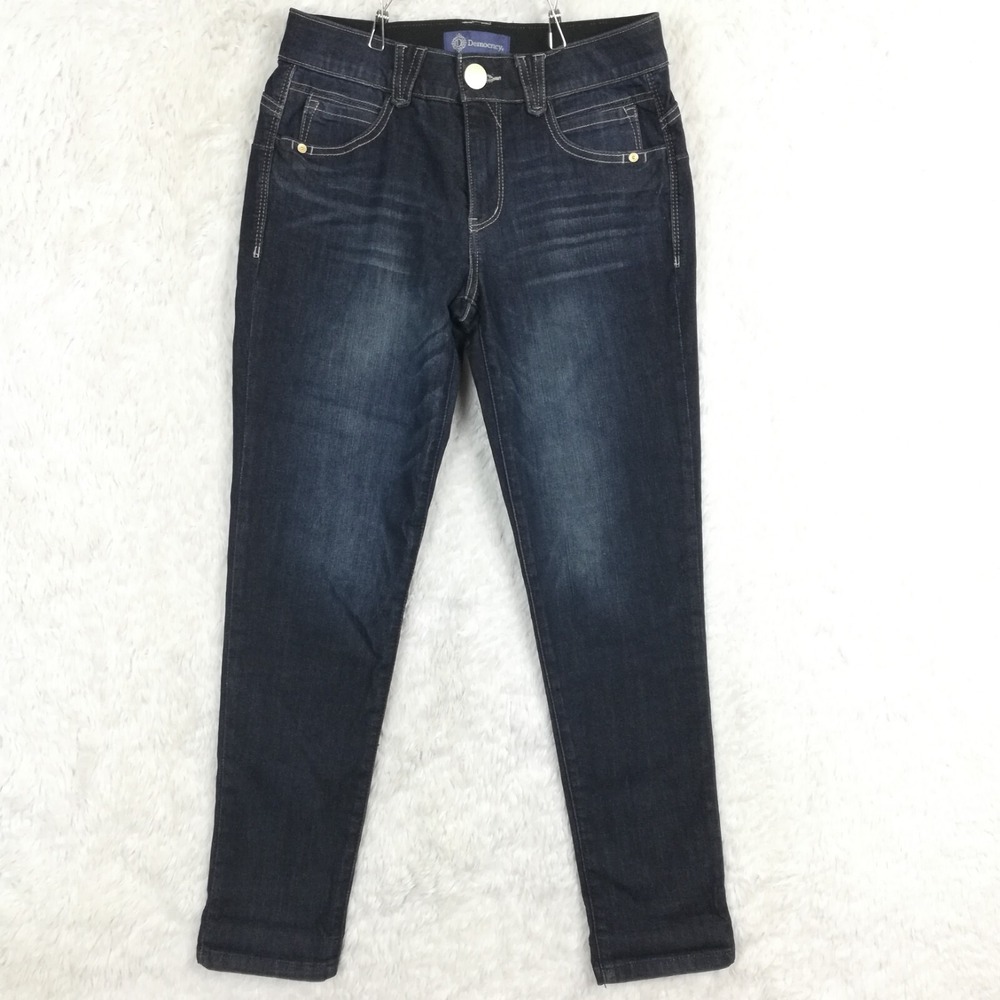 Democracy Womens Jeans "Ab"solution Boyfriend Blue Denim Dark Wash Whiskering 4